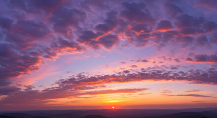 Fototapeta premium Breathtaking sunrise landscape featuring dramatic clouds and vibrant colors at twilight