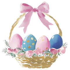 Happy easter eggs watercolor painting elegant illustration set