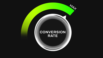 Maximum conversion rate in business concept background with node turning right, backdrop.