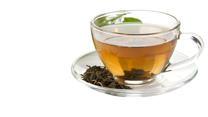 Elegant Glass Cup of Tea with Loose Leaves