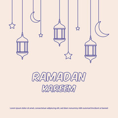 Outlined Vector illustration of Arabic lantern ornament. Suitable for design element of Ramadan Kareem greeting template.