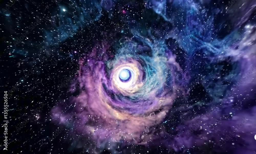 Wall mural a swirling vortex of deep-space stars and colorful cosmic clouds, creating a sense of time travel an