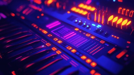 Fototapeta premium An abstract glowing futuristic control panel with bright lights