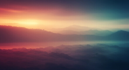 Obraz premium Dreamy mountain range with colorful sky and soft clouds
