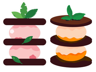 cookies ice cream with strawberry and orange cream