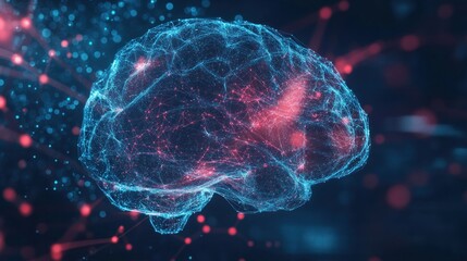 Abstract digital brain with flowing data streams