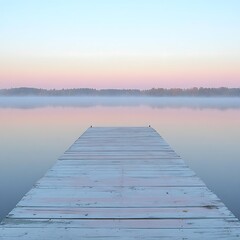 Fototapeta premium Misty Lake Dawn Dock.