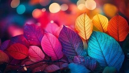 Pastel Color Leaves on lighted background