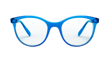 3D render of blue glasses icon isolated on PNG