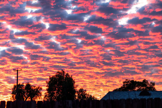 Sunset Sky Over Ranch Silhouette