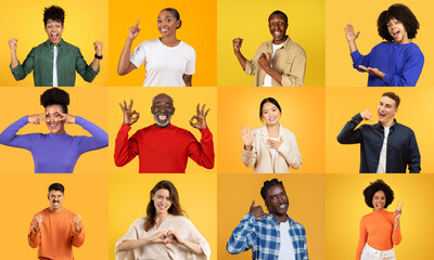 A collage captures a diverse group of people celebrating happiness and positivity.