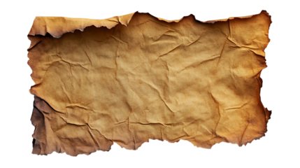 aged paper with a rustic grunge style and burnt edges isolated on png