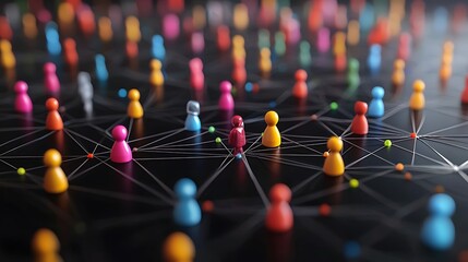 Colorful network of connected people.
