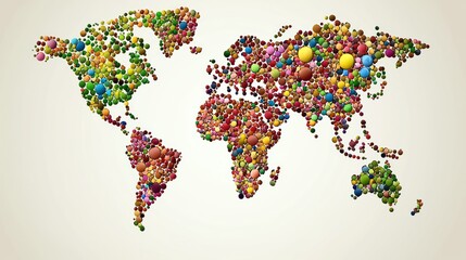 Obraz premium Colorful World Map: A vibrant representation of global unity and diversity through a unique design.