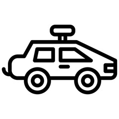 Minimalist Line Art Police Patrol Car Icon