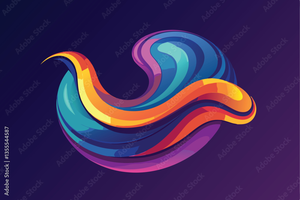 Aufkleber vibrant abstract vector illustration featuring colorful swirling shapes on a deep blue background, h