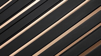 Rose Gold Stripes on Black with Luxury Abstract Background Design.