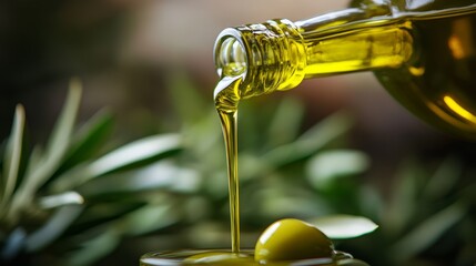 Fototapeta premium Flowing olive oil texture