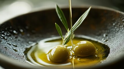 Flowing olive oil texture