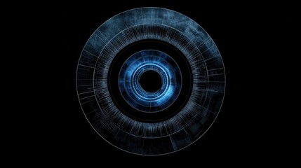 Futuristic Blue Cyber Eye Digital Vision in the Dark.