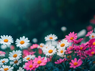 Fototapeta premium Vibrant Daisy Blooming in Colorful Flora - Nature’s Serene Spring Background