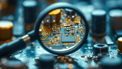 Precision soldering closeup electric motor workshop gigapixel image technical environment macro view high fidelity detail