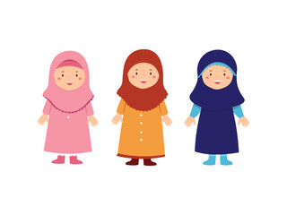 Obraz premium Cute Girl Cartoon using hijab