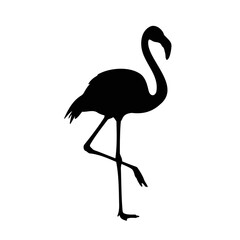 Fototapeta premium a minimalist vector illustration of a flamingo standing on one leg. Highlight the graceful curve of its neck, the rounded body, and the characteristic thin legs.
