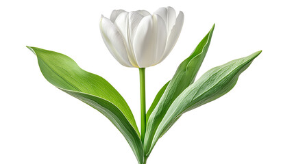 Fototapeta premium White Tulip Bloom Close-Up: Nature Photography of Elegant Spring Flora in Sunny Garden