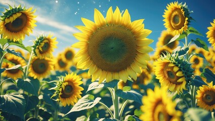 Close-up view of a yellow sunflower with the background.