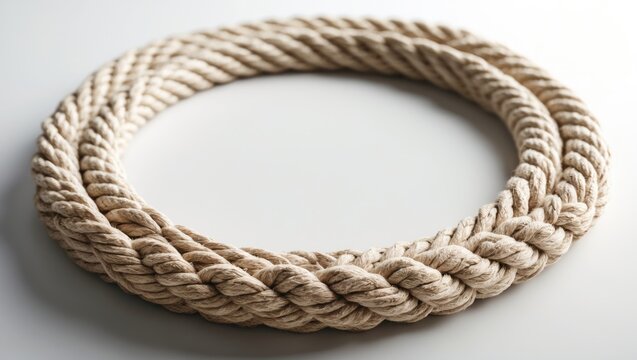 Closeup circular rope on a white background. - Powered by Adobe