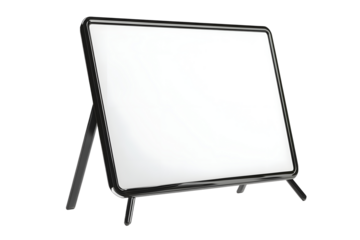 A blank whiteboard on an adjustable stand  long title A clean minimalist whiteboard on a sturdy portable stand that can be easily positioned and