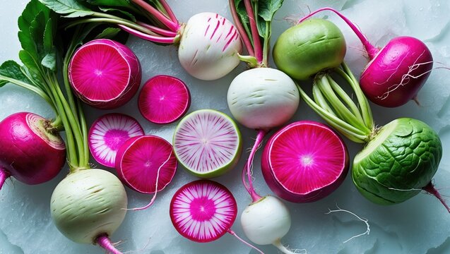 Fresh radish separated against a white background