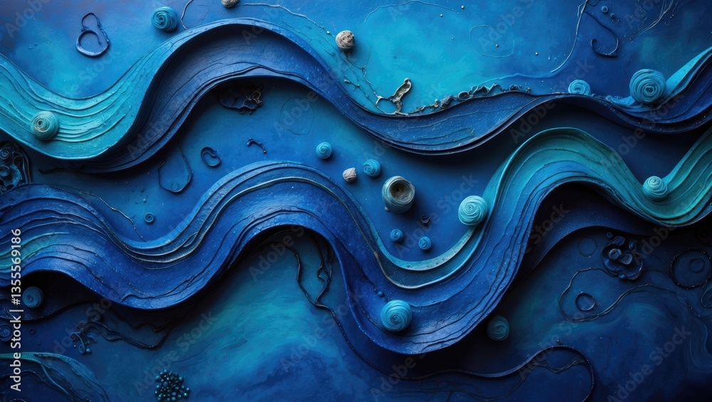 Poster deep blue abstract backdrop showcasing artistic textures and creative components in shades of azure 