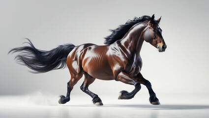 Fototapeta premium Friesian horse on a white background.