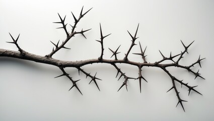 Obraz premium Dead lemon branches from a tree, dry tree branch, dry branches featuring cracked dark bark, and a lemon branch with thorns, isolated against a white background.