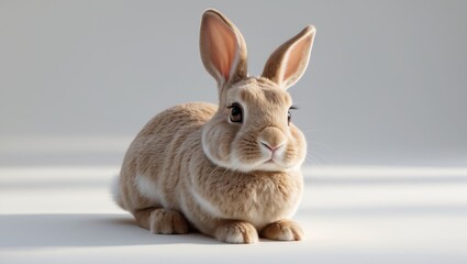 Obraz premium Adorable bunny set against a white background.