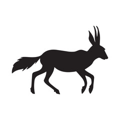 A black deer silhouette vector illustration depicts a wild mammal's antlered form