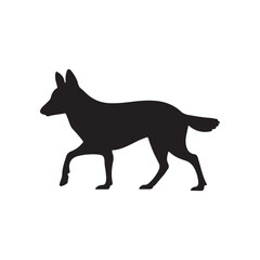 A black canine silhouette, a wild wolf illustration