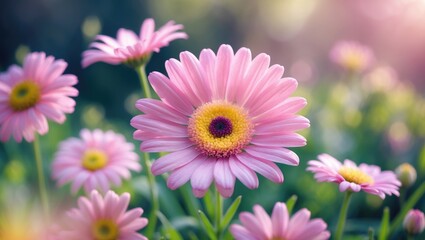 Obraz premium Delicate Pink Bellis Perennis in the Embrace of Spring