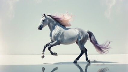 Fototapeta premium grey horse in isolation
