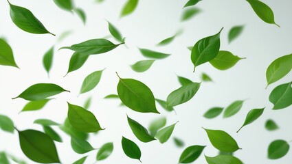 Green Floating Leaves in Motion, Green Leaf Twirling, Air Purifier Atmosphere Simple Main Image