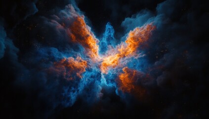 Fototapeta premium Cosmic Nebula in Shades of Blue and Orange