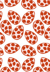 seamless easter egg pattern with red dots - fun design for cards, backgrounds and textiles 
