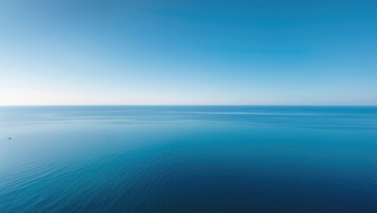 Obraz premium Horizon line, azure sky and azure sea. Aerial perspective. Abstract natural backdrop.