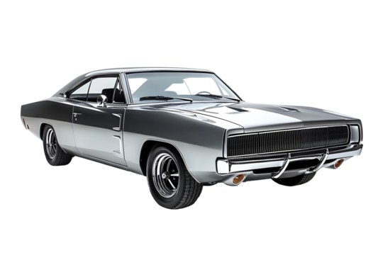 A studio shot of a classic Charger muscle car against a white background  long title A highly studio photograph showcasing the bold sleek styling of