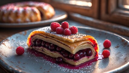 Hungary - Strudel containing red berries and poppy seeds.