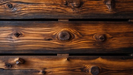 Horizontally arranged charred wood planks featuring a knotty texture.