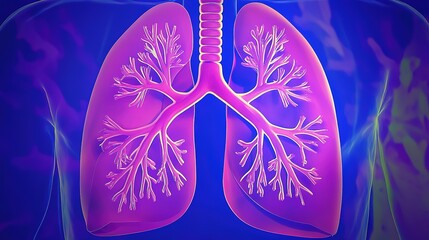 Lungs in a detailed 3D illustration, symbolizing health and medical science.
