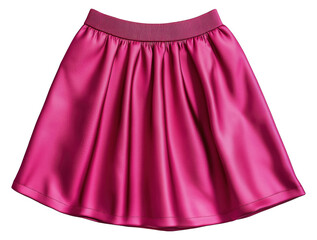 Bright pink satin skirt isolated on transparent background.
